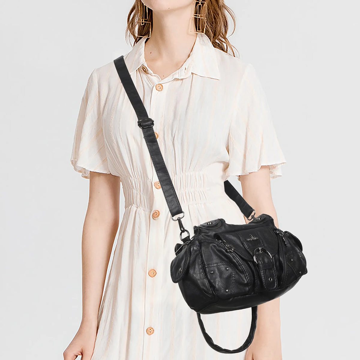 Y2K Ring-Detail East-West Shoulder &amp; Crossbody Bag