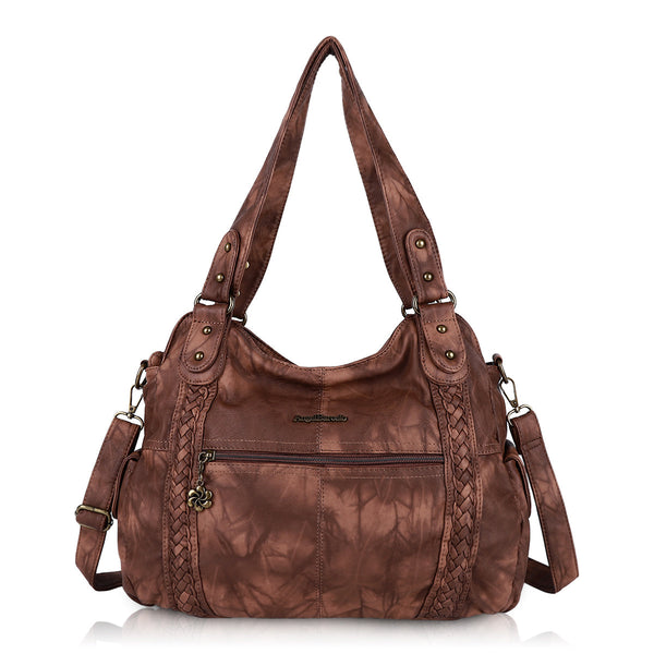 PU Tie-Dye Crossbody Hobo Bag with Wide-Strap